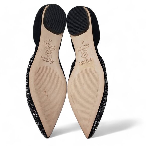 Viajiyu Metallic Glitter Flats Women's Pointed Toe Open Side Italian Evening 6.5 - Picture 8 of 9